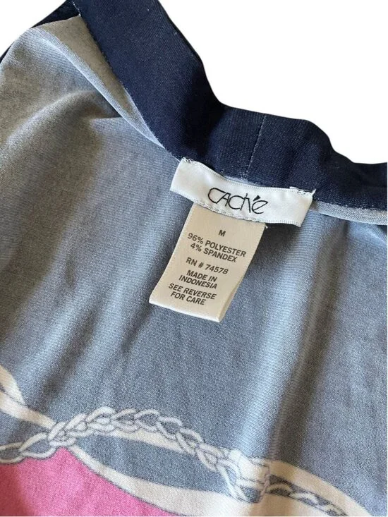 Vintage Cache Y2K Halter Top Scarf Print Chain Detail - Size M - Picture 9 of 9